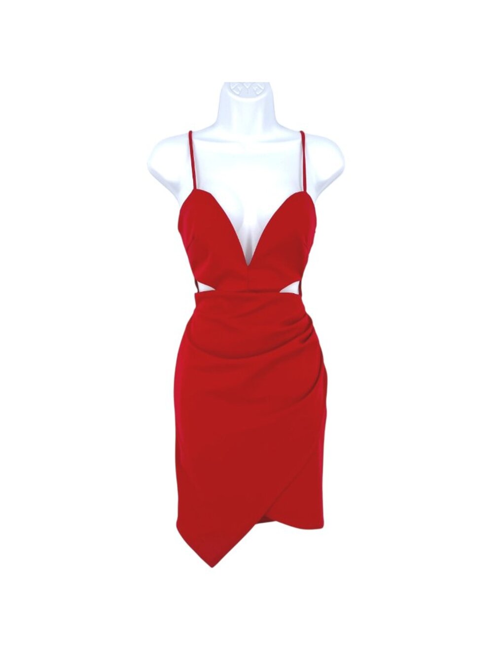the Vintage Shop Red Plunge Cutout Bodycon Mini Dress Size Small Baddie Clubwear